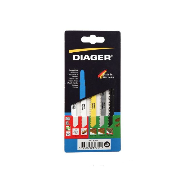 DIAGER Assortiment 5 Lames De Scie Sauteuse Bois Metal