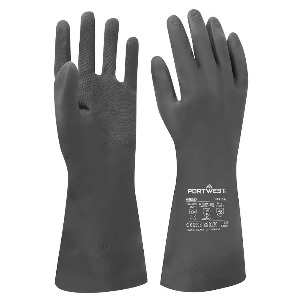 PORTWEST Gants noir chimiques neoprène haute résistance A820 T. XL/12 B12