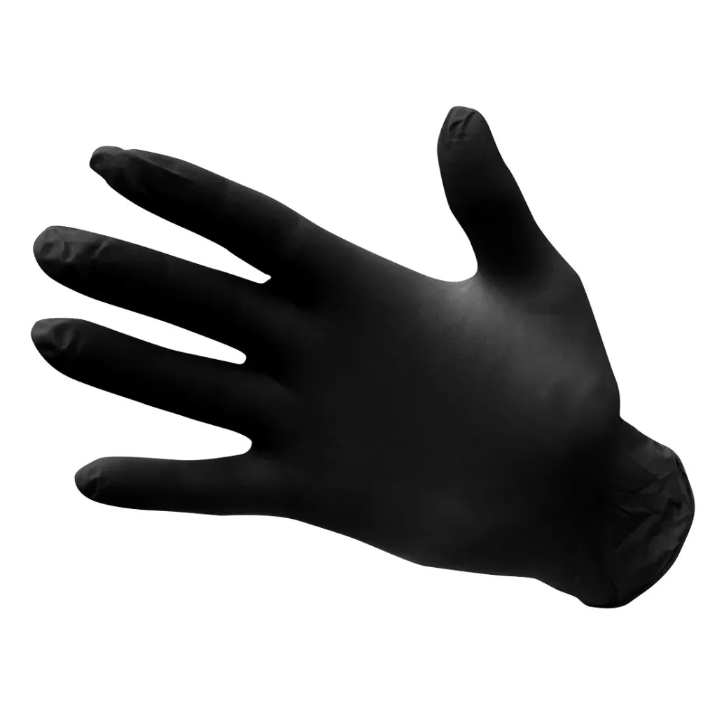 A925- Gants jetables en nitrile non poudrés (Pk100), Noir, L
