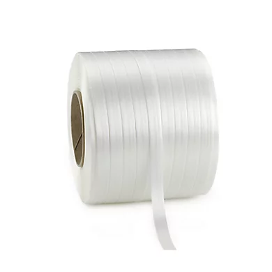 Feuillard polyester hotmelt cord strapping - 13mm x 250m blanc