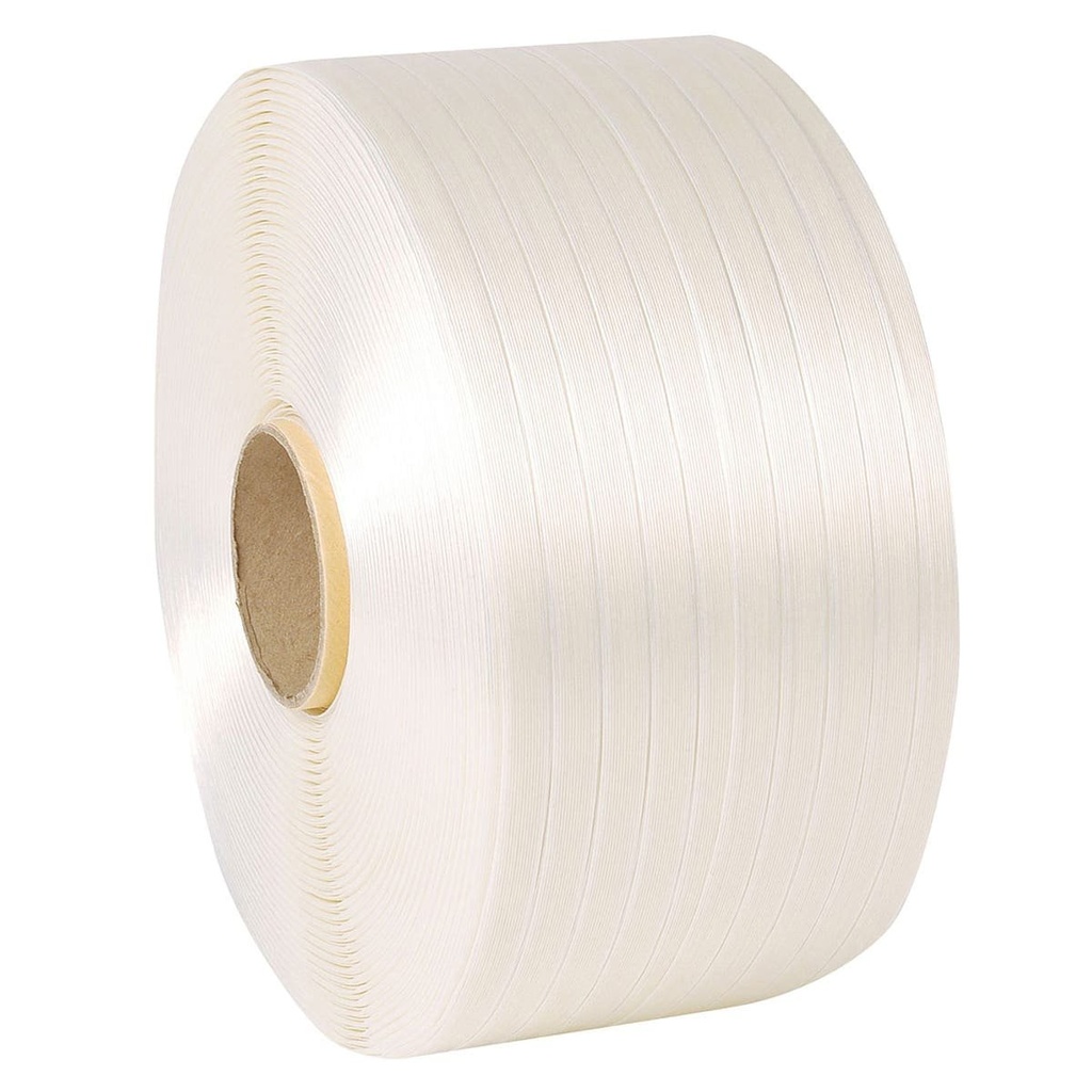 Feuillard polyester hotmelt cord strapping - 13mm x 250m blanc