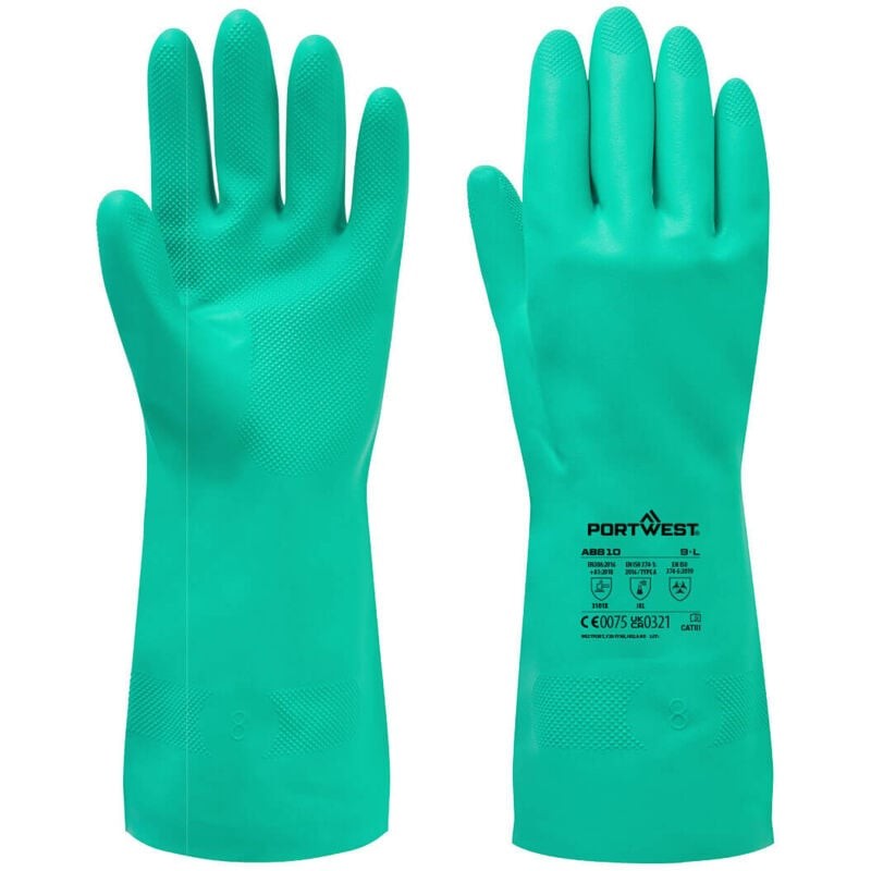 [CIA084] PORTWEST Gants verts chimiques nitrile T. XL/12 B12